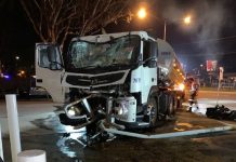 Milk tanker crashes into service station in Traralgon