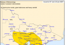 Severe thunderstorm warning issued for parts of Latrobe Valley