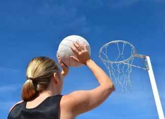 Hail pounds the netball pavement