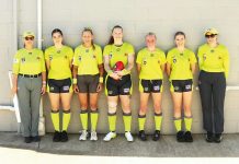 Historic all-female umpiring team for senior men’s match