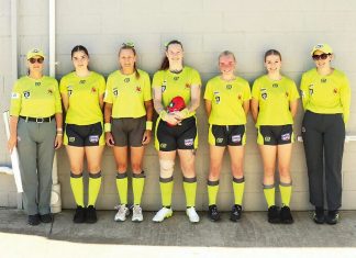 Historic all-female umpiring team for senior men’s match